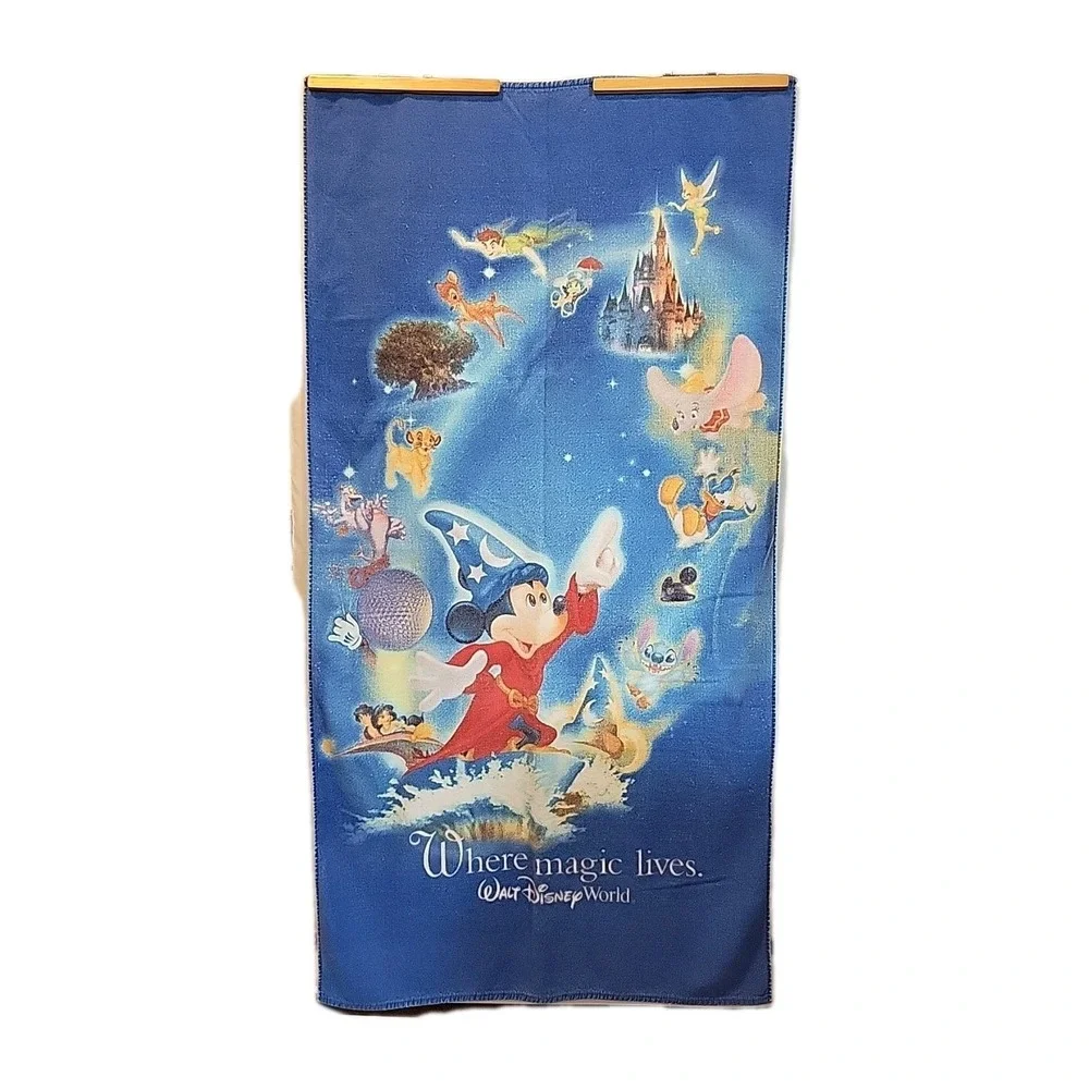 Vintage Disneyland Mickey Sourcerer Beach Stitch Dumbo Tinkerbell Beach Towel